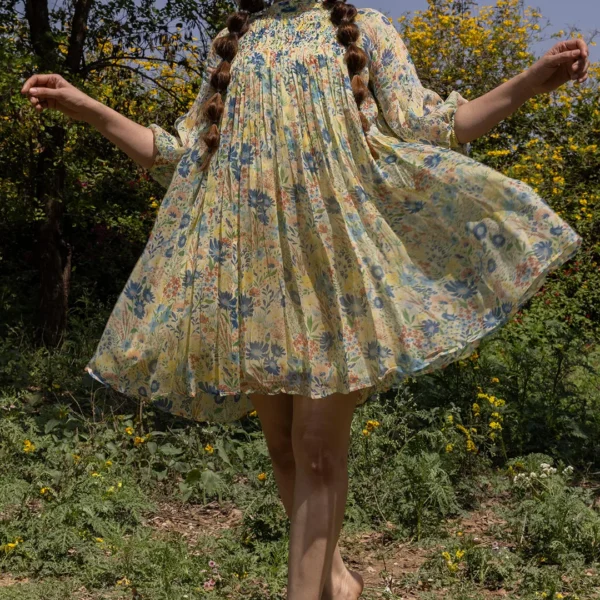 PASTEL YELLOW - MULTI COLOR CHIFFON FIONNA SHORT DRESS