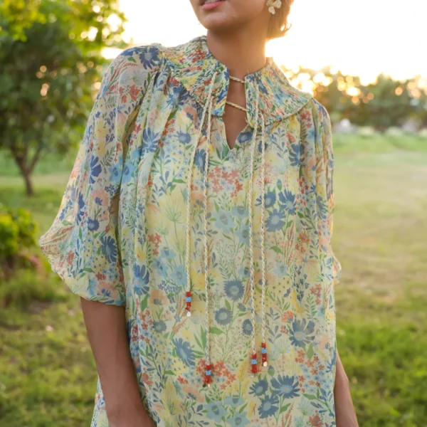 PASTEL YELLOW - MULTI COLOR CHIFFON FIONNA SHORT DRESS