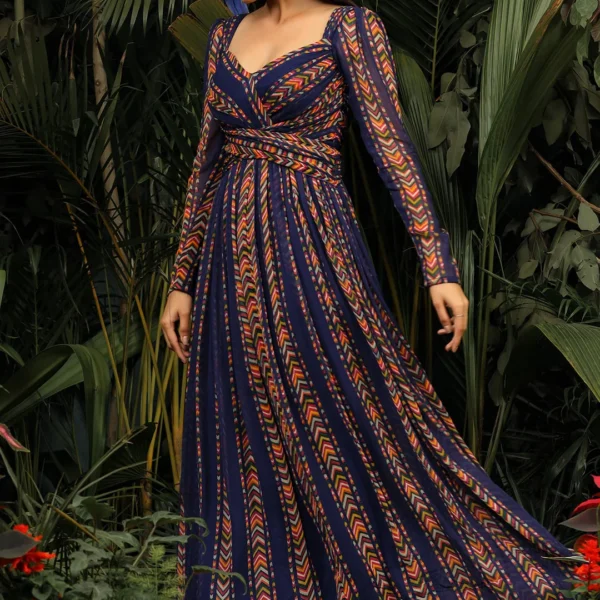 BLUE CHIFFON RAINA DRESS