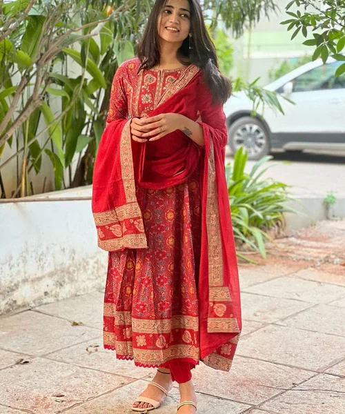 Red Maroon Voluminous Anarkali Suit Set