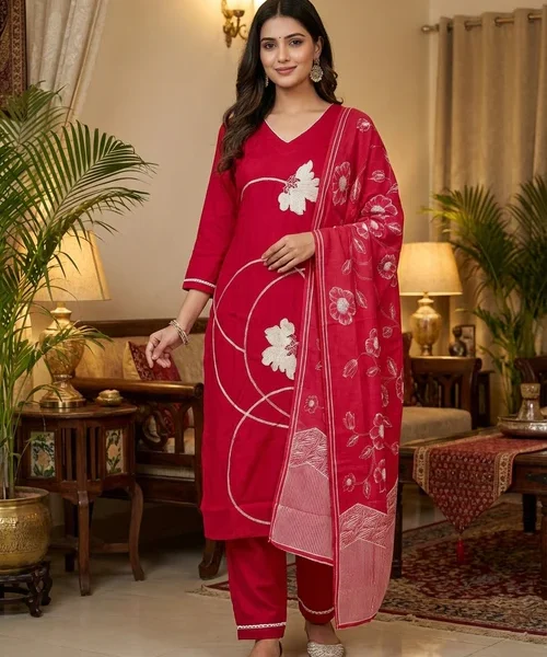 Women’s Embroidered Kurta Set with Dupatta