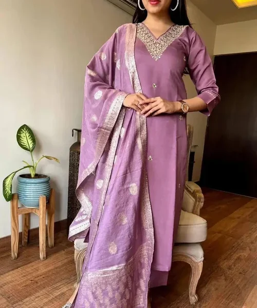 Women’s Embroidered Kurta Set with Dupatta