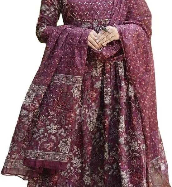 Alvami Women Anarkali Kurta and Pant Set With Dupatta