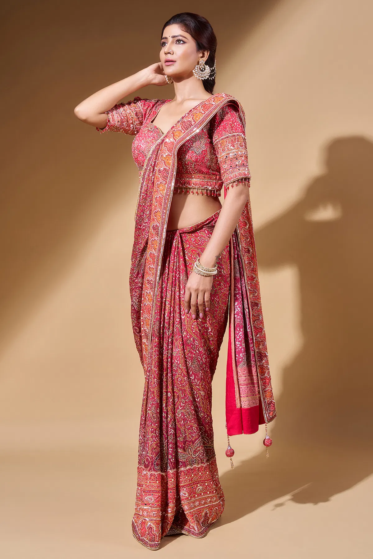 orange-printed-crepe-saree-with-readymade-half-sleeves-blouse-sr27851